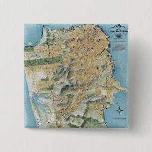 Vintage San Francisco Map 2 Inch Square Button