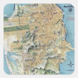 Vintage San Francisco Map Square Sticker