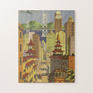 Vintage San Francisco Travel Poster Design Jigsaw Puzzle