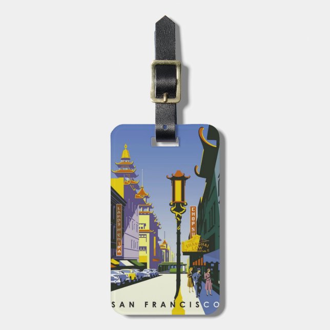 Vintage San Francisco Travel Poster Luggage Tag (Front Vertical)