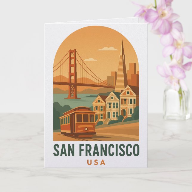 Vintage San Francisco Travel Poster Postcard  (Orchid)