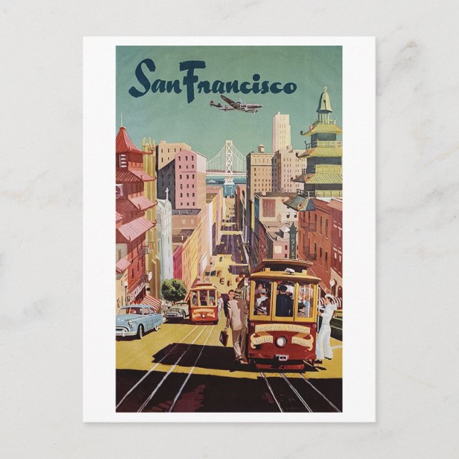 Vintage San Francisco Travel Poster Postcard (Front)