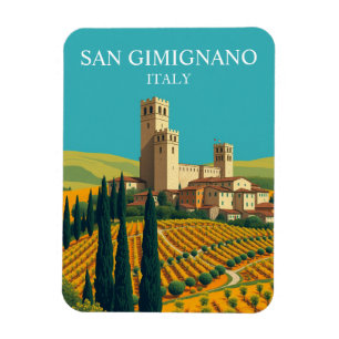 Vintage San Gimignano Italy Towers Travel Magnet