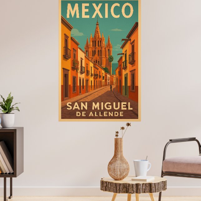 Vintage San Miguel de Allende Mexico Poster (Living Room 3)
