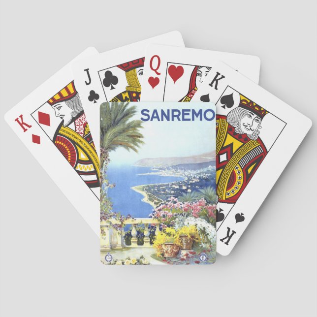 Vintage San Remo Italy Europe Travel Playing Cards (Back)
