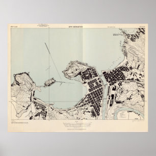 Vintage San Sebastian Spain Map (1943) Poster