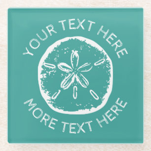 Vintage sanddollar beach shell image custom glass coaster