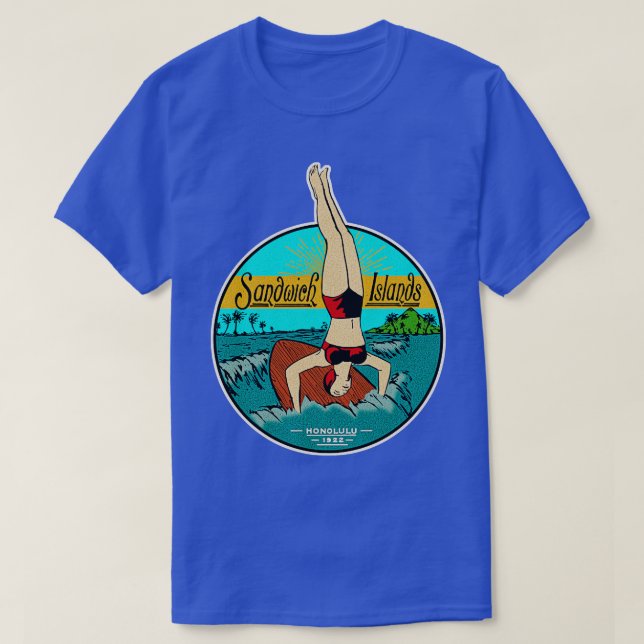Vintage Sandwich Islands Hawaii Surfer TShirt (Design Front)