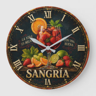 Vintage Sangria  Large Clock