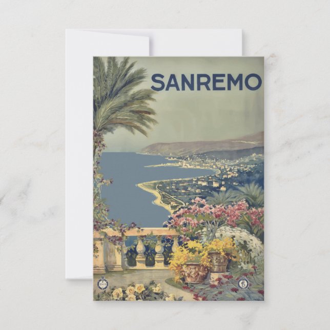 Vintage Sanremo Italy Travel Card (Front)