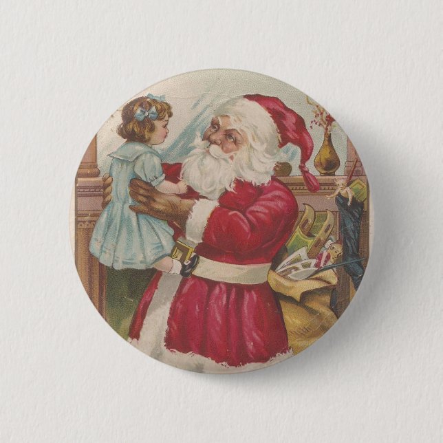 Vintage Santa 2 Inch Round Button (Front)