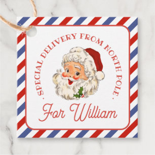 Vintage Santa Airmail Christmas Gift Tag