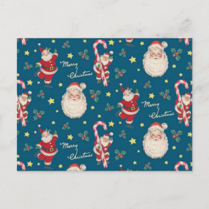 Vintage Santa and Candy Cane wrap postcard