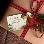 Vintage Santa and Child with Christmas Letter Gift Tags<br><div class="desc">Nostalgic image of Victorian era red-robed Santa Claus carrying bag of toys receiving a letter from a shy child in blue coat and hat.  Complementary image on reverse with customizable text.</div>