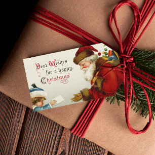 Vintage Santa and Child with Christmas Letter Gift Tags