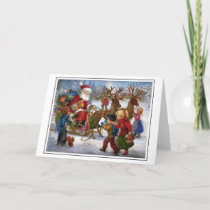 Vintage Santa and Children Greeting Card
