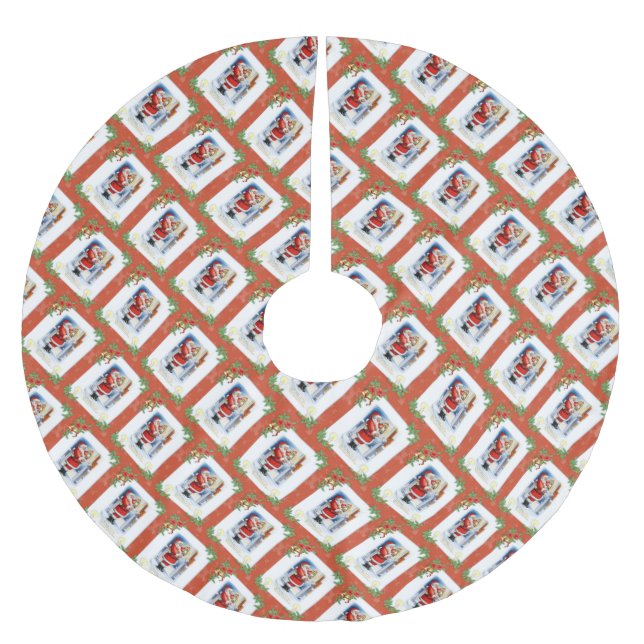 Vintage Santa and Poem Brushed Polyester Tree Skirt (Front)