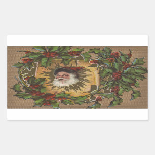 Vintage Santa Antique Holly Christmas Sticker