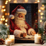 Vintage Santa At Desk Christmas Holiday Card<br><div class="desc">Capture the magic of the holiday season with our Vintage Santa At Desk Christmas Holiday Card! This enchanting card features a beautifully detailed illustration of Santa Claus at his desk, writing letters by candlelight, surrounded by festive decorations. Perfect for sending warm holiday greetings, this card evokes a nostalgic and heartwarming...</div>
