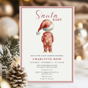 Vintage Santa Baby Christmas Baby Showe Invitation