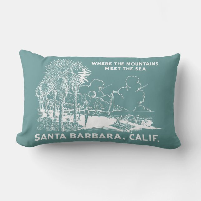 Vintage Santa Barabara California Lumbar Pillow (Front)