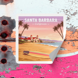 Vintage Santa Barbara California Square Sticker