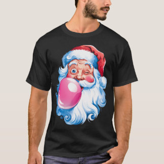 Vintage Santa Blowing Bubble Gum Retro Old Fashion T-Shirt