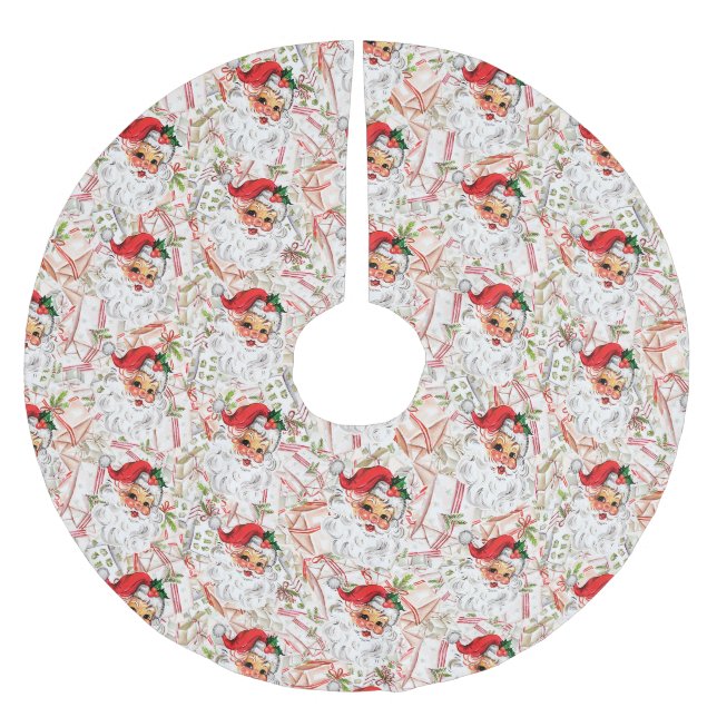 Vintage Santa Brushed Polyester Tree Skirt (Front)