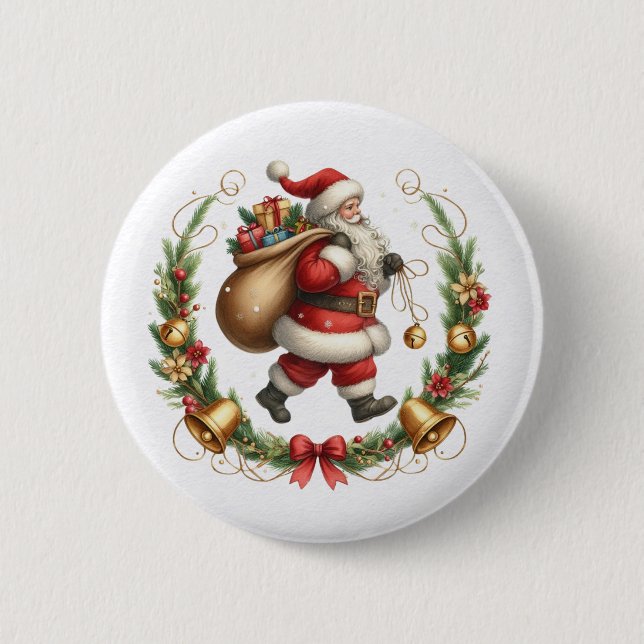 Vintage Santa Button (Front)