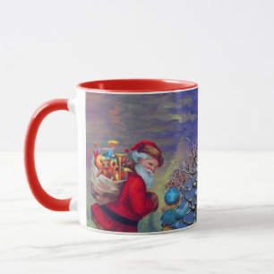 VINTAGE SANTA ,CHILD AND WINTER TREE Christmas Mug