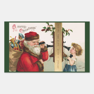 Vintage Santa & Child Telephone Sticker