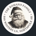 Vintage Santa Christmas Address Classic Round Sticker<br><div class="desc">Customize for your christmas gifts or use as address labels. Artwork made with ai and photoshop.</div>