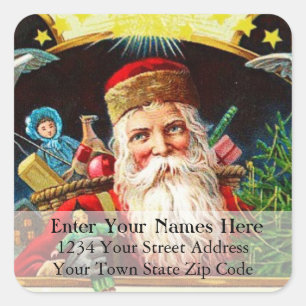Vintage Santa Christmas Address Label
