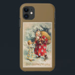 Vintage Santa Christmas Angel  Gold iPhone 11 Case<br><div class="desc">This is a Vintage Victorian Santa & Angel Christmas Scene to give your phone some holiday spirit.</div>