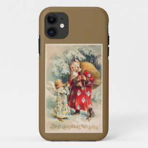 Vintage Santa Christmas Angel Gold iPhone 11 Case