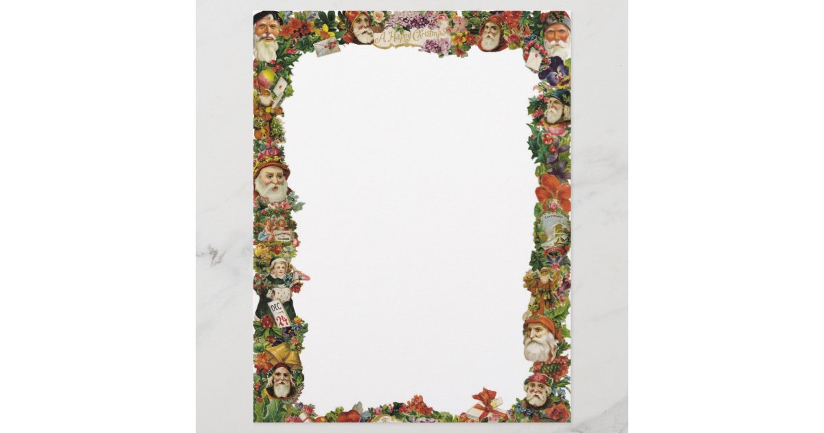 Vintage Santa Christmas Border | Zazzle