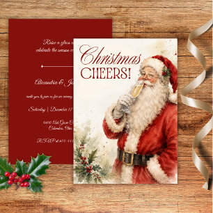 Vintage Santa Christmas Cheers Party Invitation