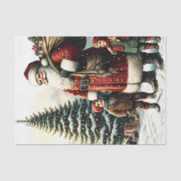 Vintage Santa Christmas Decoupage Tissue Paper