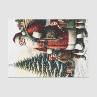 Vintage Santa Christmas Decoupage Tissue Paper