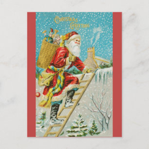 Vintage Santa Christmas Greetings Postcard