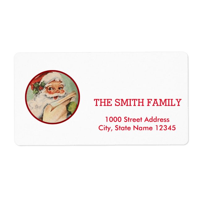 Vintage Santa Christmas Holiday Label (Front)