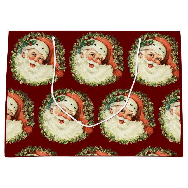 Vintage Santa Christmas  Large Gift Bag (Front)