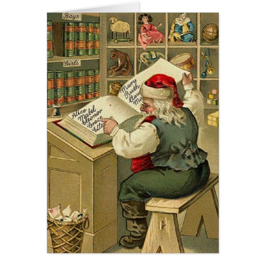 Vintage Santa Christmas List Note Card