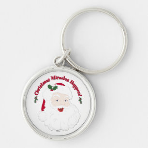 Vintage Santa Christmas Miracles Happen! Keychain