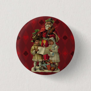 Vintage Santa Christmas Music Singing 1 Inch Round Button