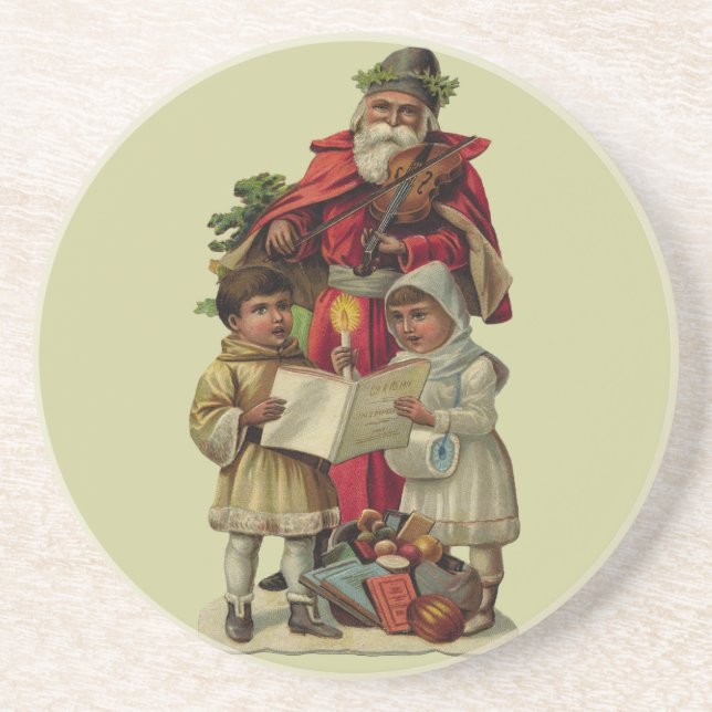 Vintage Santa Christmas Music Singing Coaster (Front)