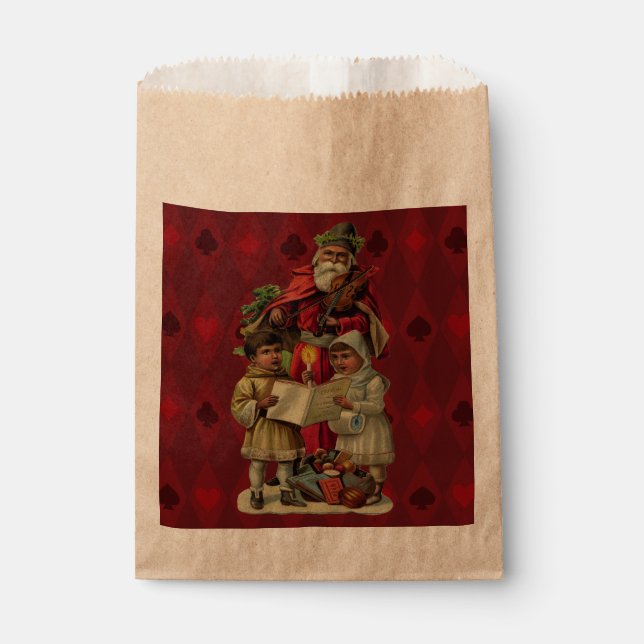 Vintage Santa Christmas Music Singing Favour Bag (Front)