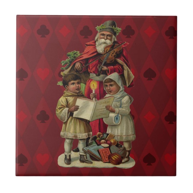 Vintage Santa Christmas Music Singing Tile (Front)
