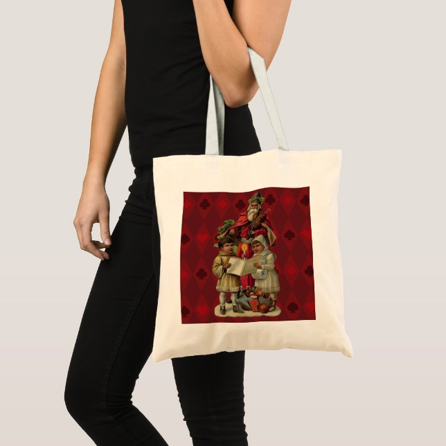 Vintage Santa Christmas Music Singing Tote Bag (Front (Product))