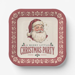 Vintage Santa Christmas Party Paper Plate